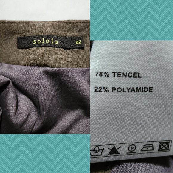 Solola Army Green Crinkle Tencel High Rise Wide Leg Pants - Picture 6 of 7